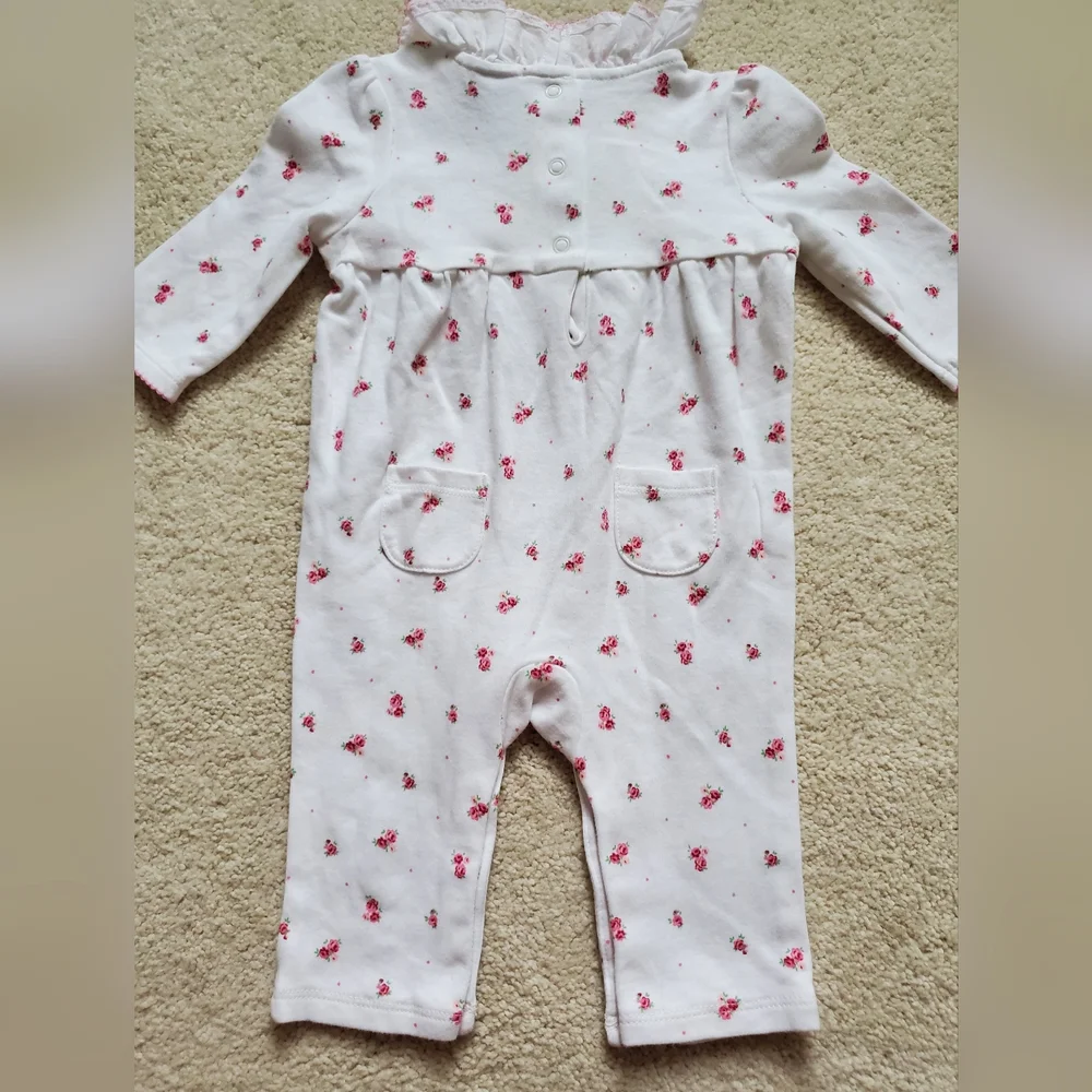 Janie and Jack Baby Girls' Bloom Ruffle Pink Floral One-Piece Outfit sz0-3m